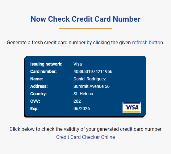 credit card generator with real cvv and expiration date and name